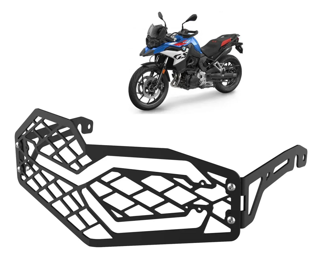 Kit F800gs: Protetor Farol Grade + Película + Anti Furto Painel Tft + Protetor Sensor Pezinho Preto