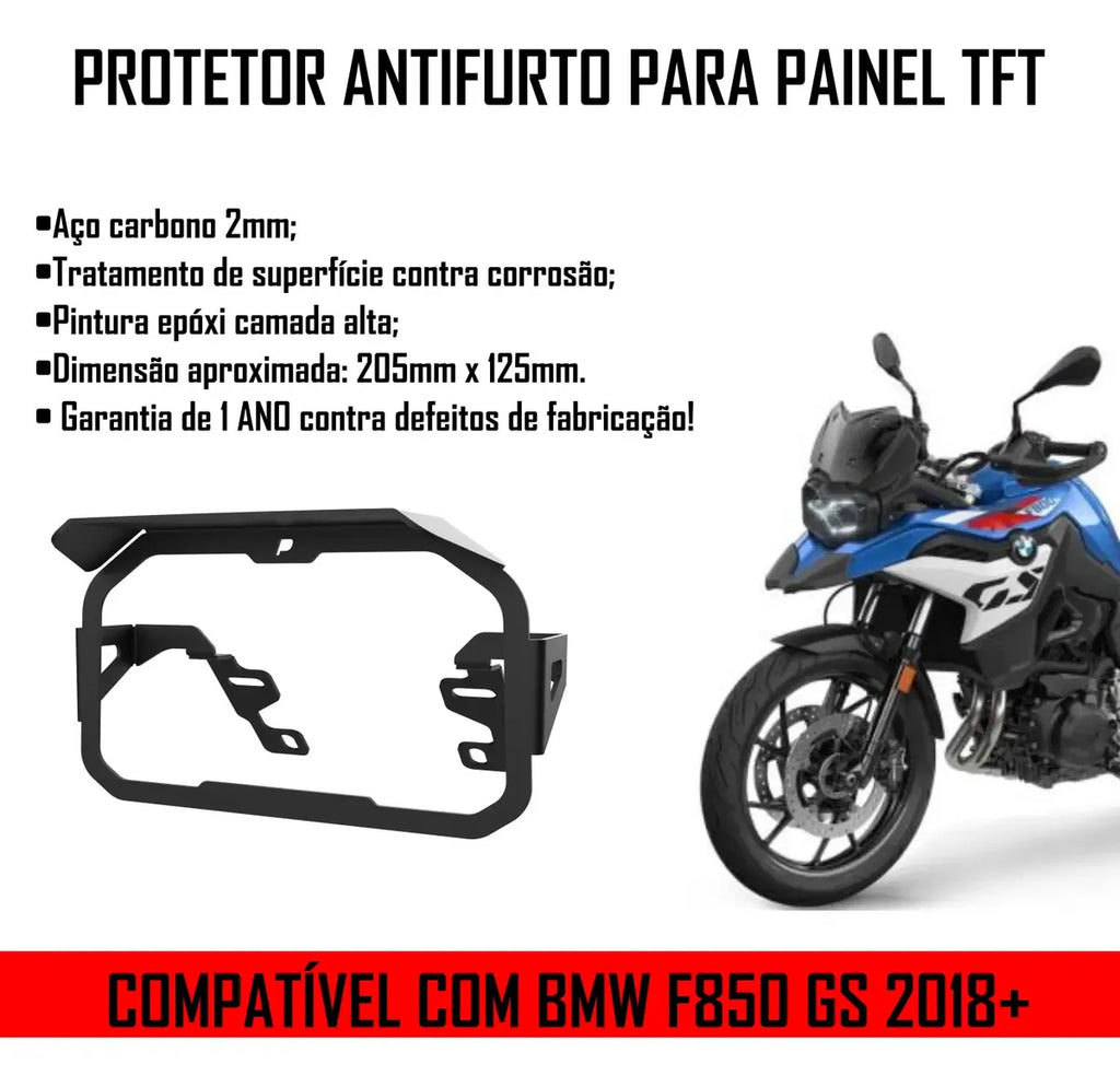 Trava Proteção Anti Furto Painel Tft Bmw Gs F850 + Pelicula