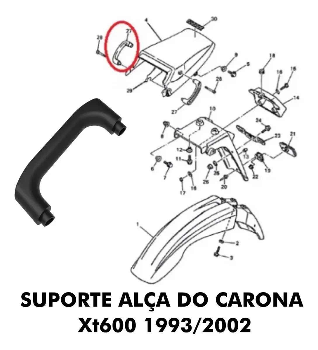 Alça Xt 600 Para Traseiro Yamaha Nova 1993-2004
