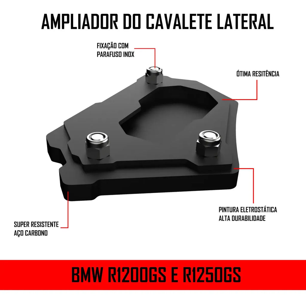 Base Alargadora Pezinho Lateral Bmw R1200 Gs 1250 Gs