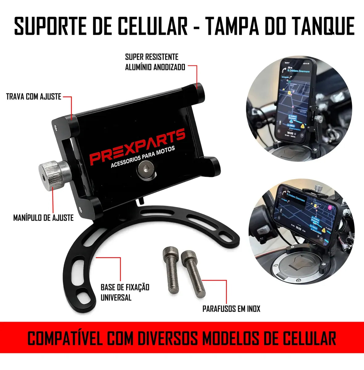 Suporte Celular Tanque Moto Universal 360