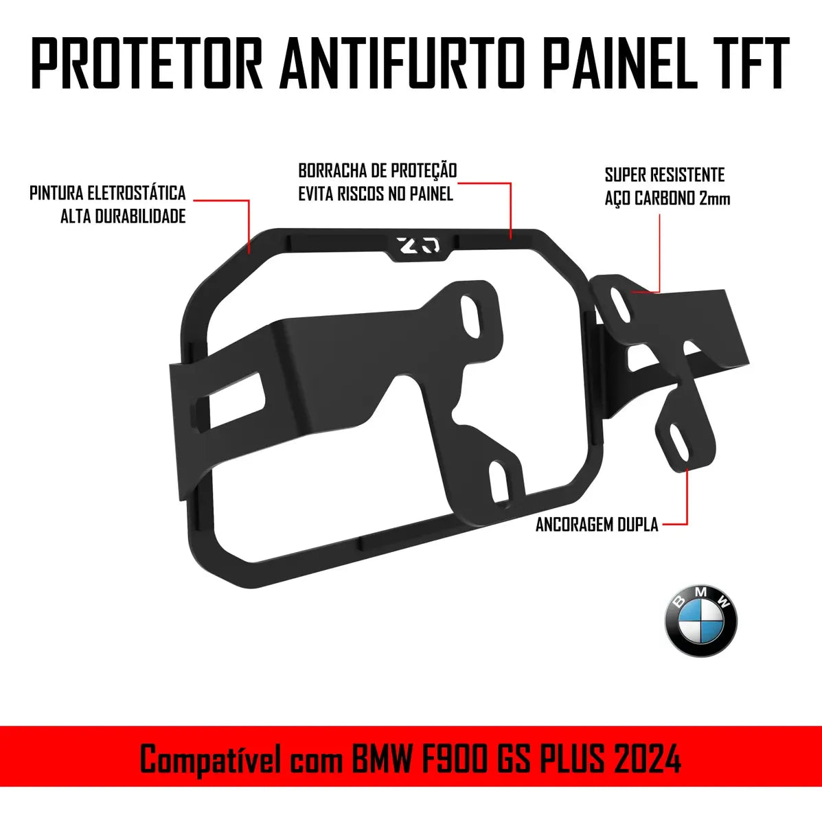 Trava Antifurto Painel Tft Bmw F900 Gs Plus 2024+ Sem Aba