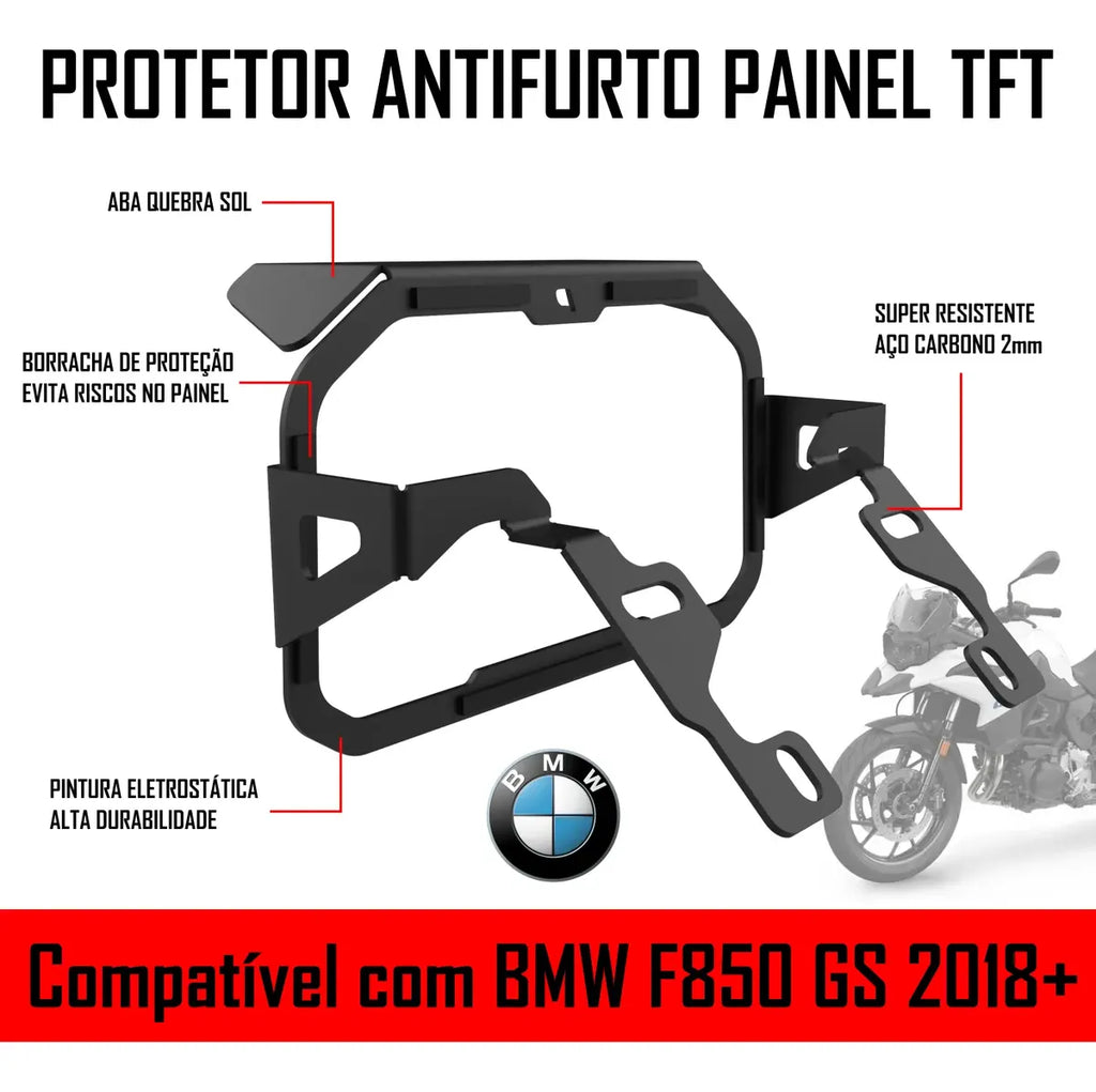 Trava Proteção Anti Furto Painel Tft Bmw Gs F850 + Pelicula