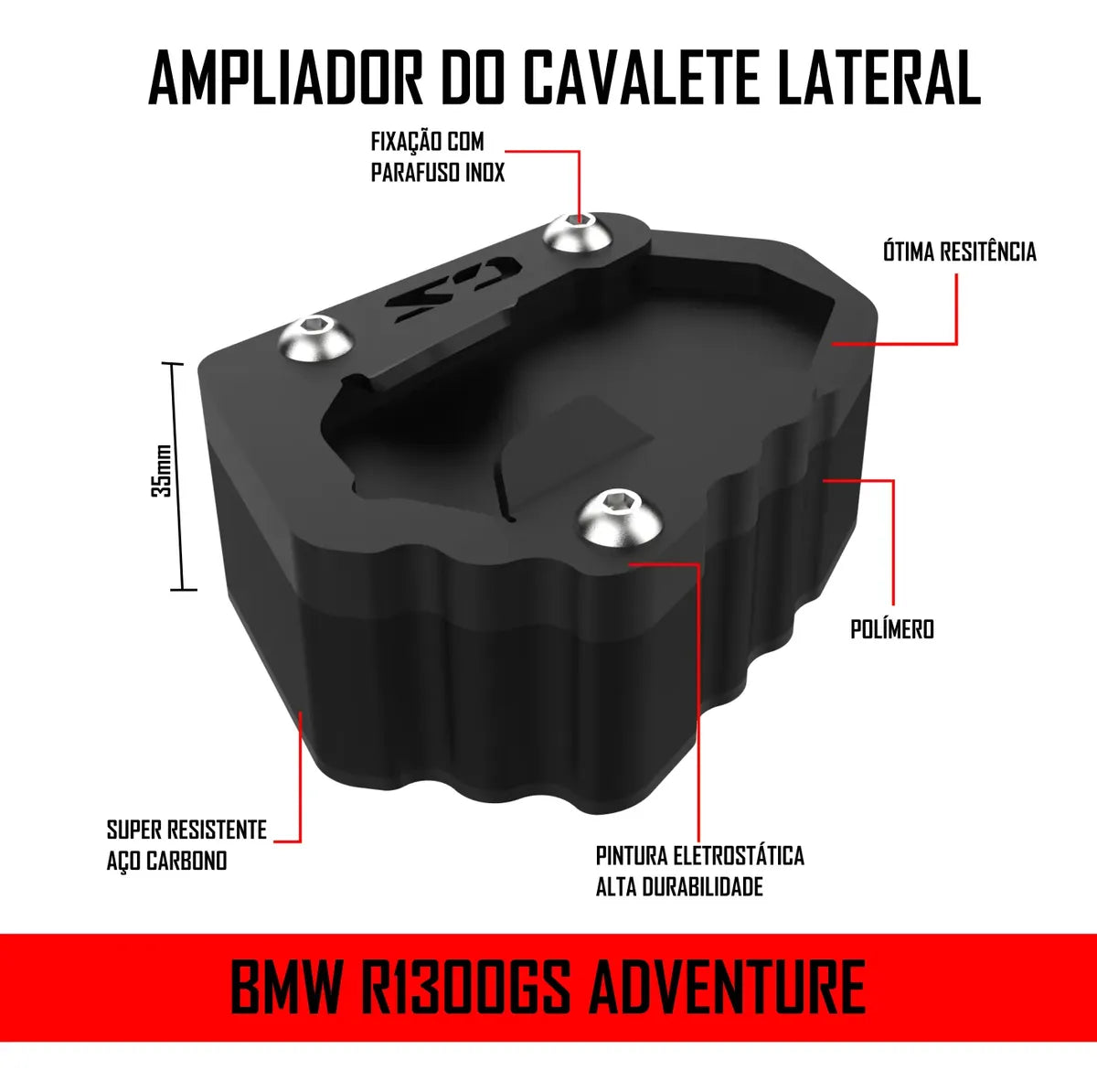 Base Alongado Extensora Alto Pezinho Bmw R1300gs R1300 Gsa