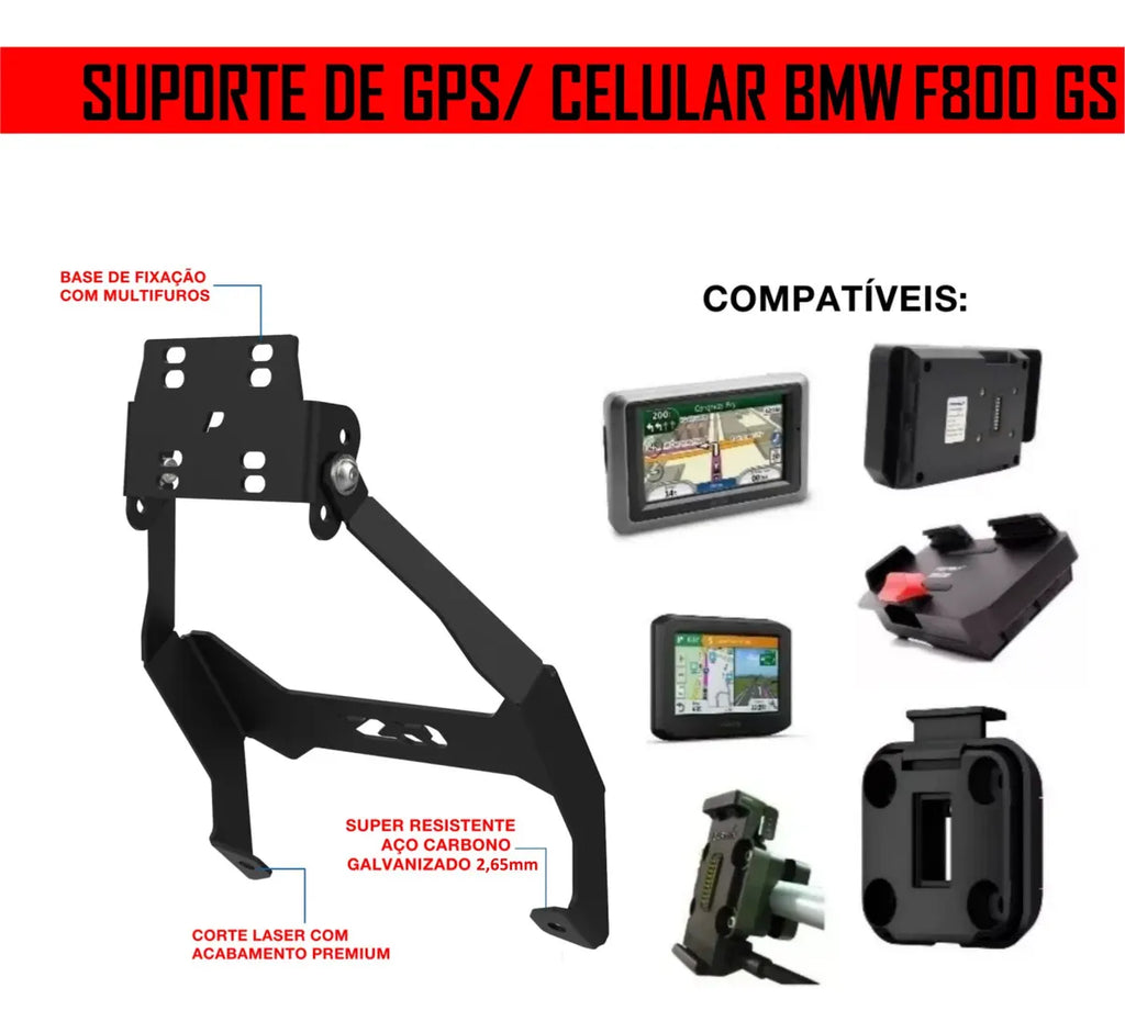 Suporte Celular Gps Reforçado Premium Bmw F800 Gs 2026 Preto