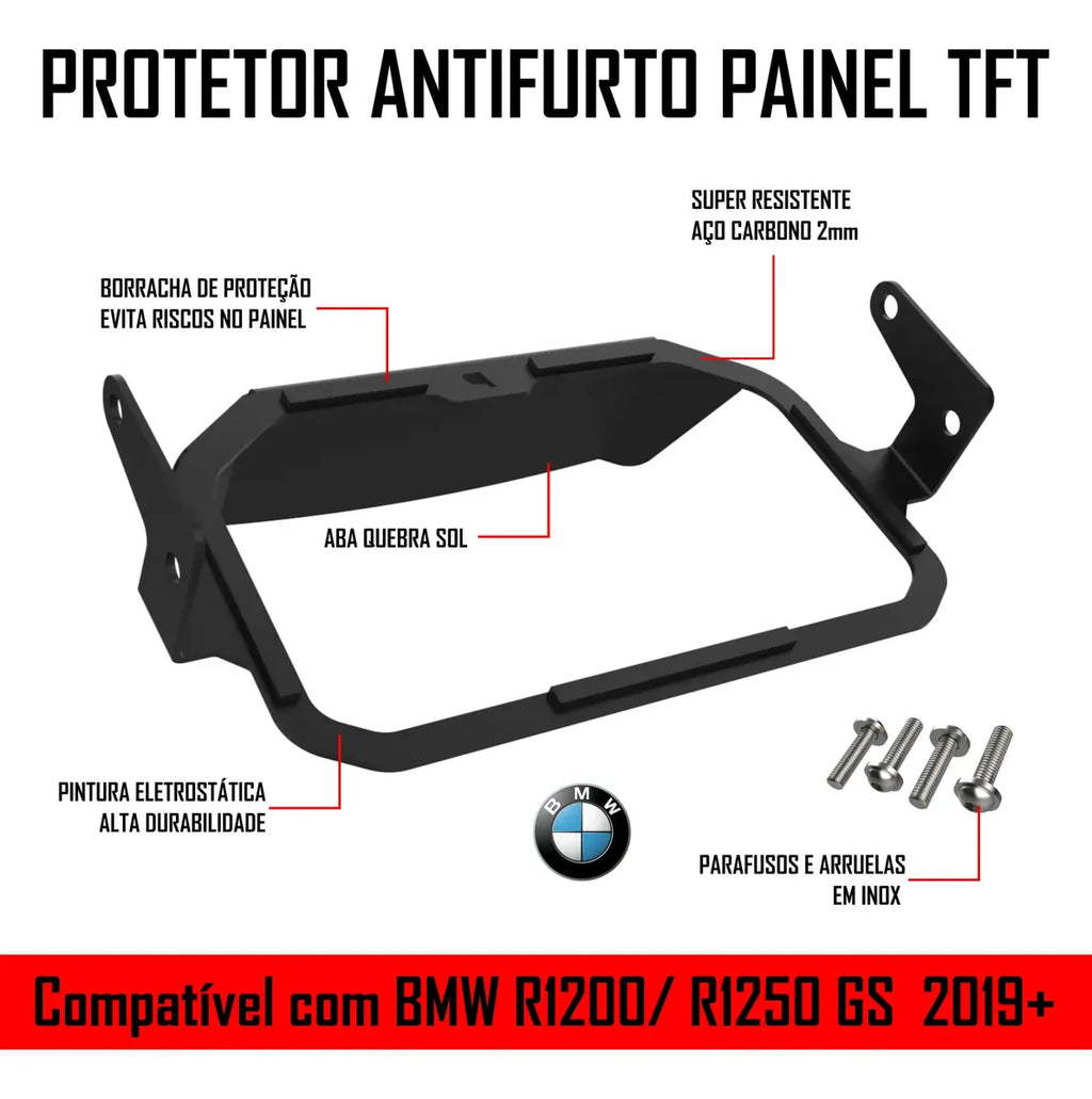 Trava Proteção Anti Furto Painel Tft Bmw Gs R1200 + Pelicula