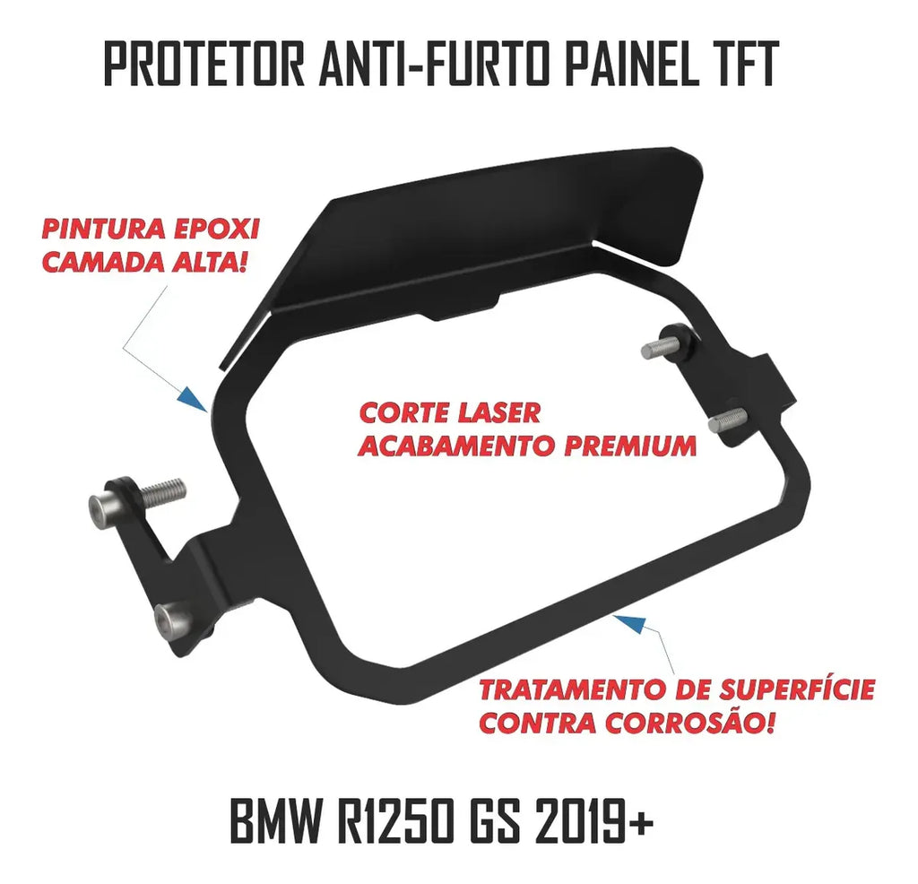 Trava Proteção Anti Furto Painel Tft Bmw Gs 1250 + Pelicula
