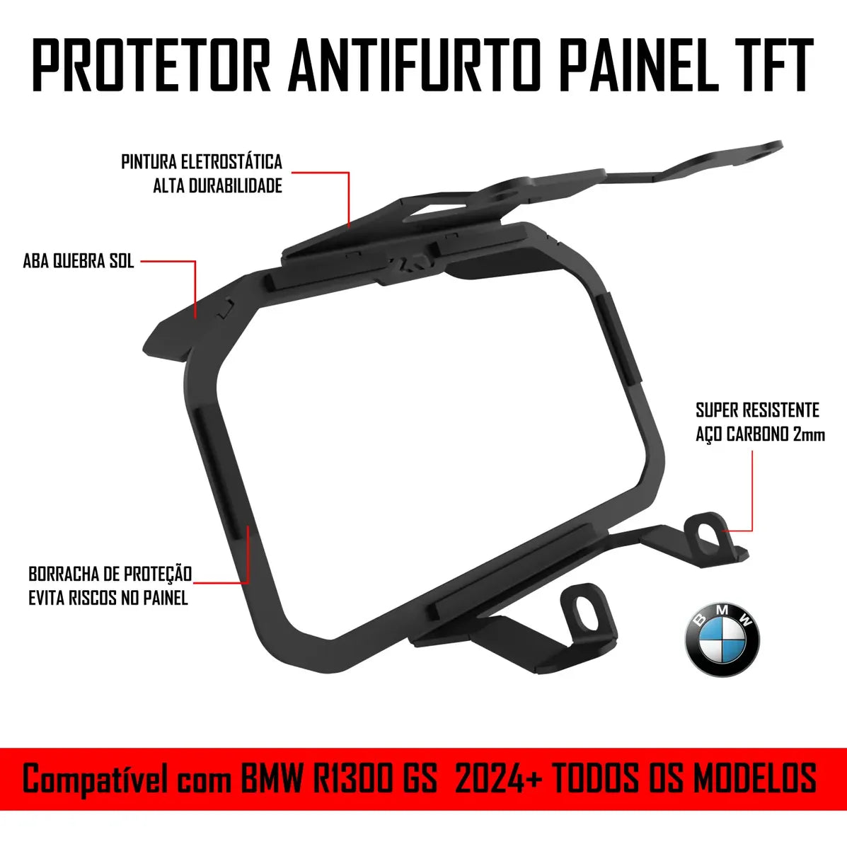 Trava Anti Furto Painel Tft Bmw R1300 + Pelicula Protetora