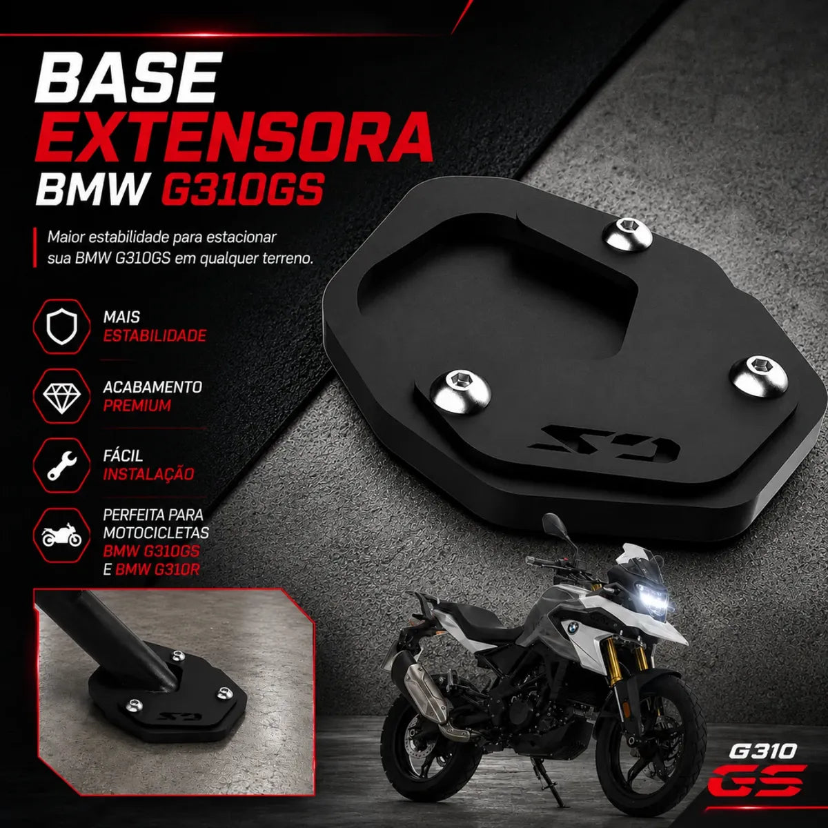 Protetor Base Pezinho Ampliador Bigfoot Bmw G310  Gs