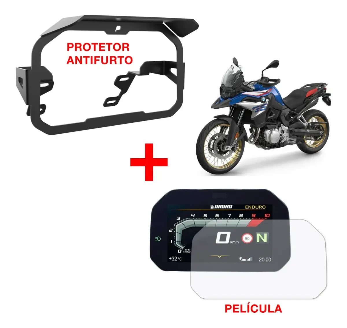 Protetor Antifurto + Película Painel Tft Bmw F850gs Adventur