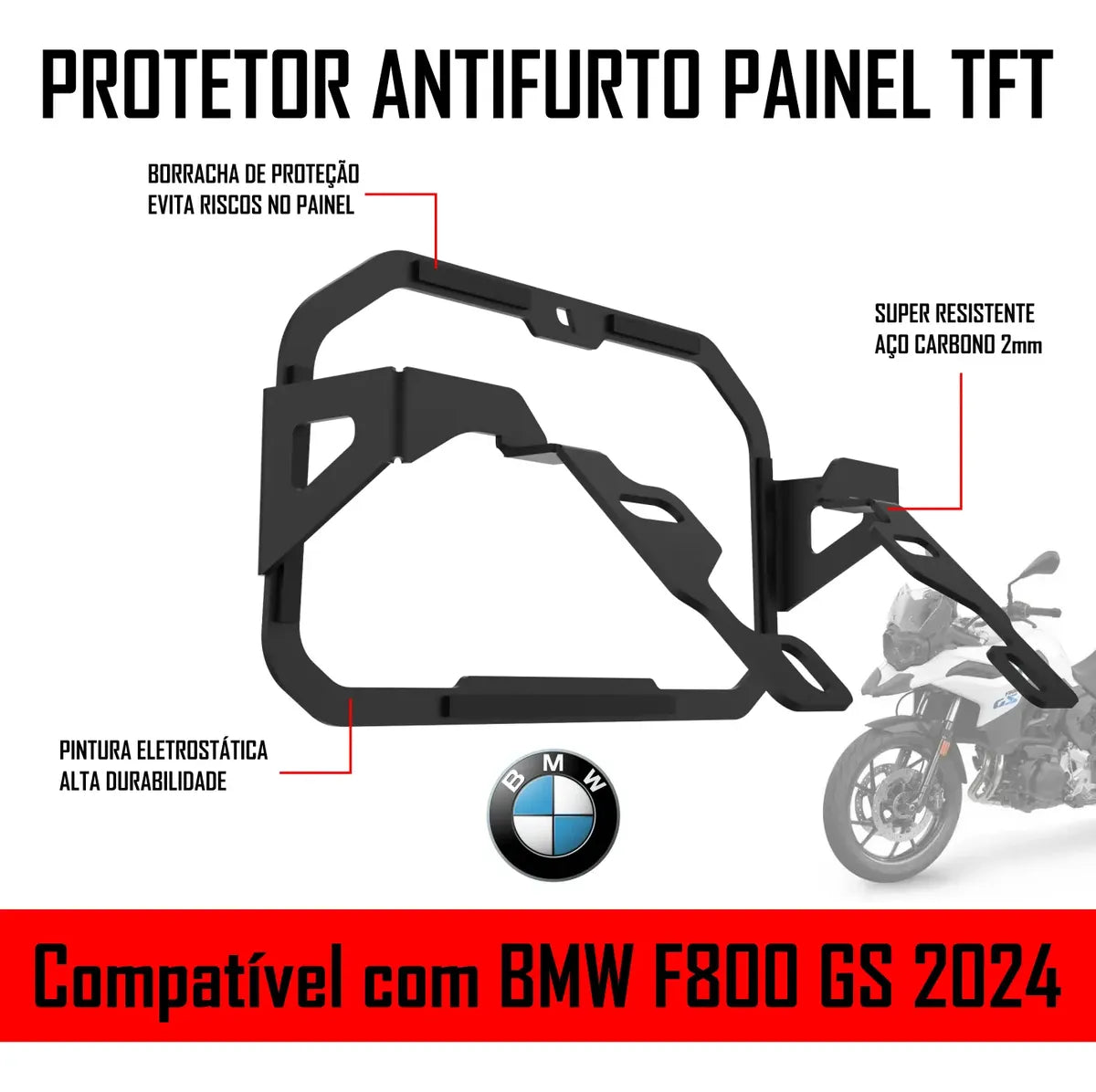 Trava Protetor Anti Furto Sem Aba Bmw F800gs Tft
