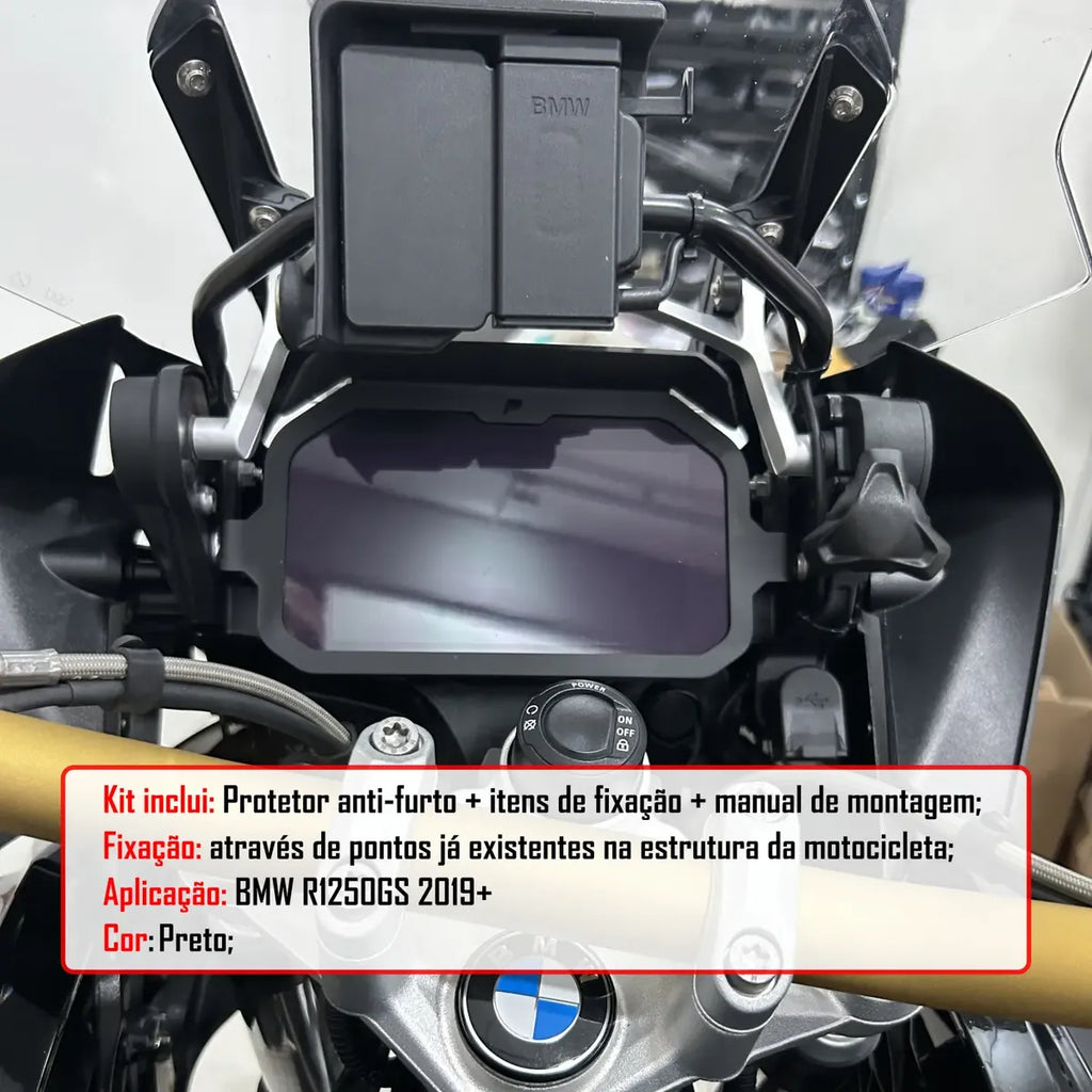 Trava Proteção Anti Furto Painel Tft Bmw Gs R1200 + Pelicula